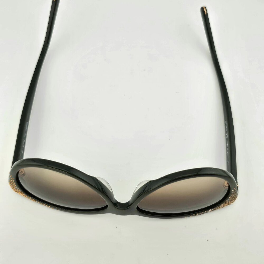 Chloé Caspia Cat Eye Sunglasses Dark Green Gold Micro Stud Brown Gradient Lens - Picture 12 of 16
